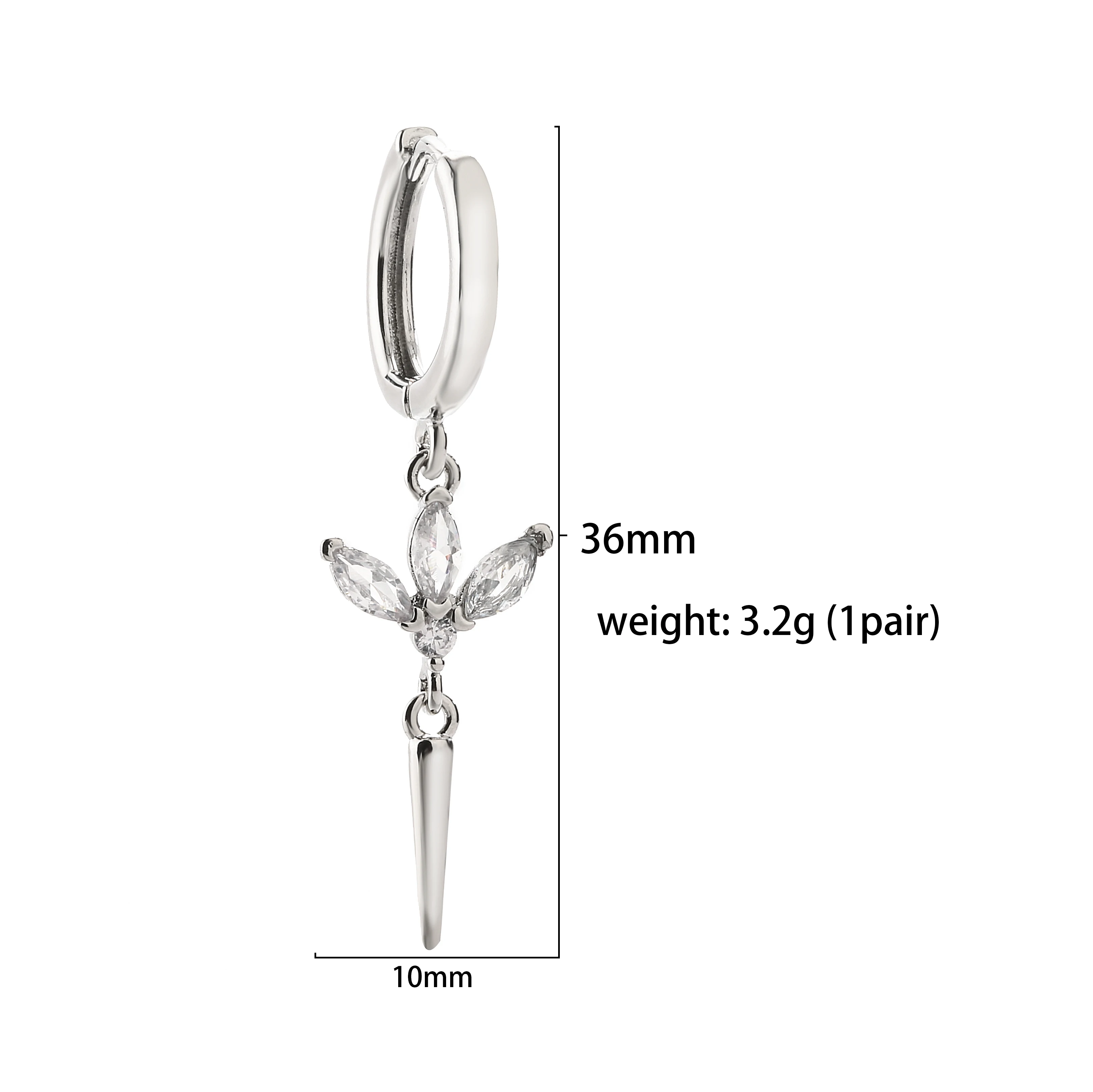 HECHENG,Hanging Rivet Cone Pendant Earrings Fashionable Women's Silver Color Accessories Party Jewelry