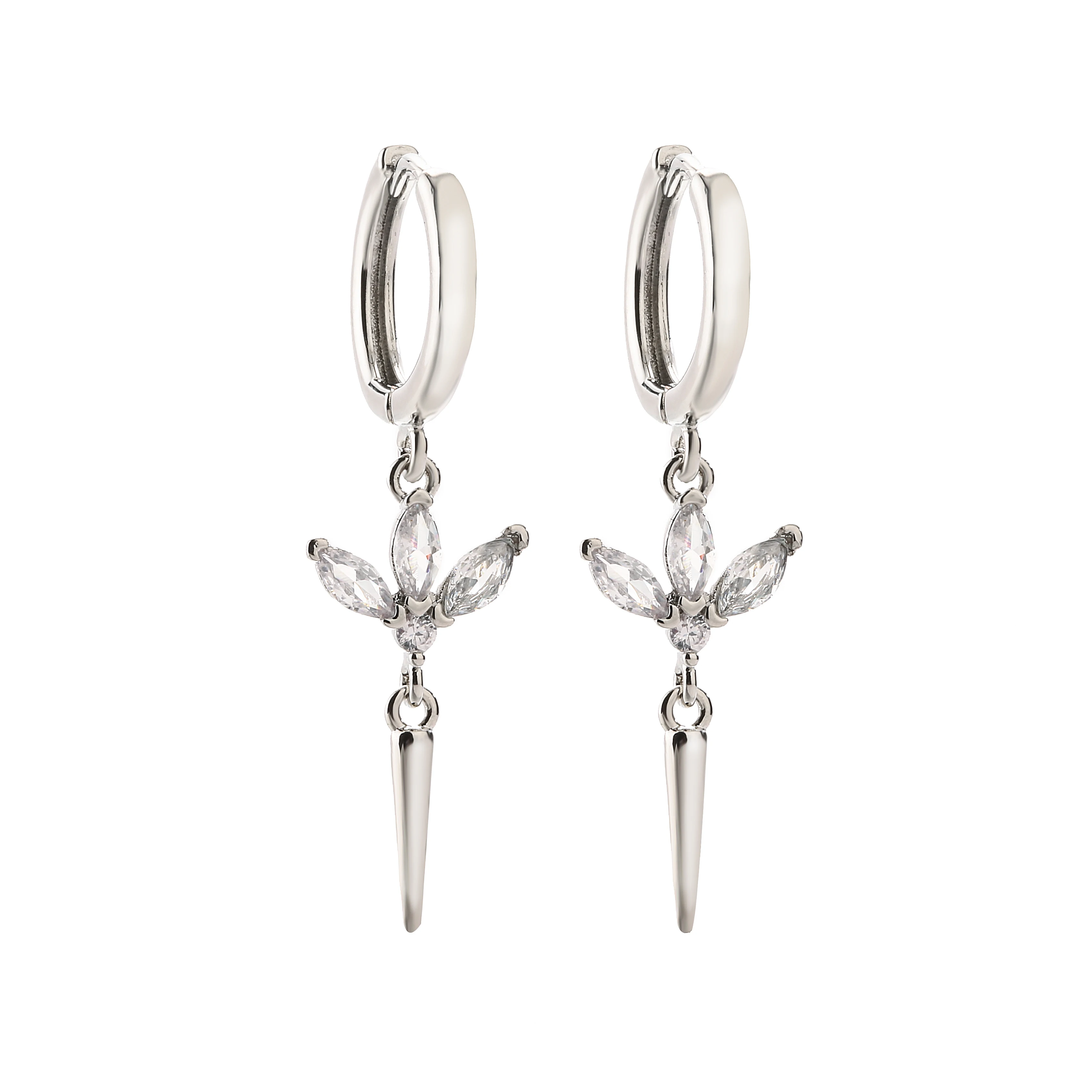 HECHENG,Hanging Rivet Cone Pendant Earrings Fashionable Women's Silver Color Accessories Party Jewelry