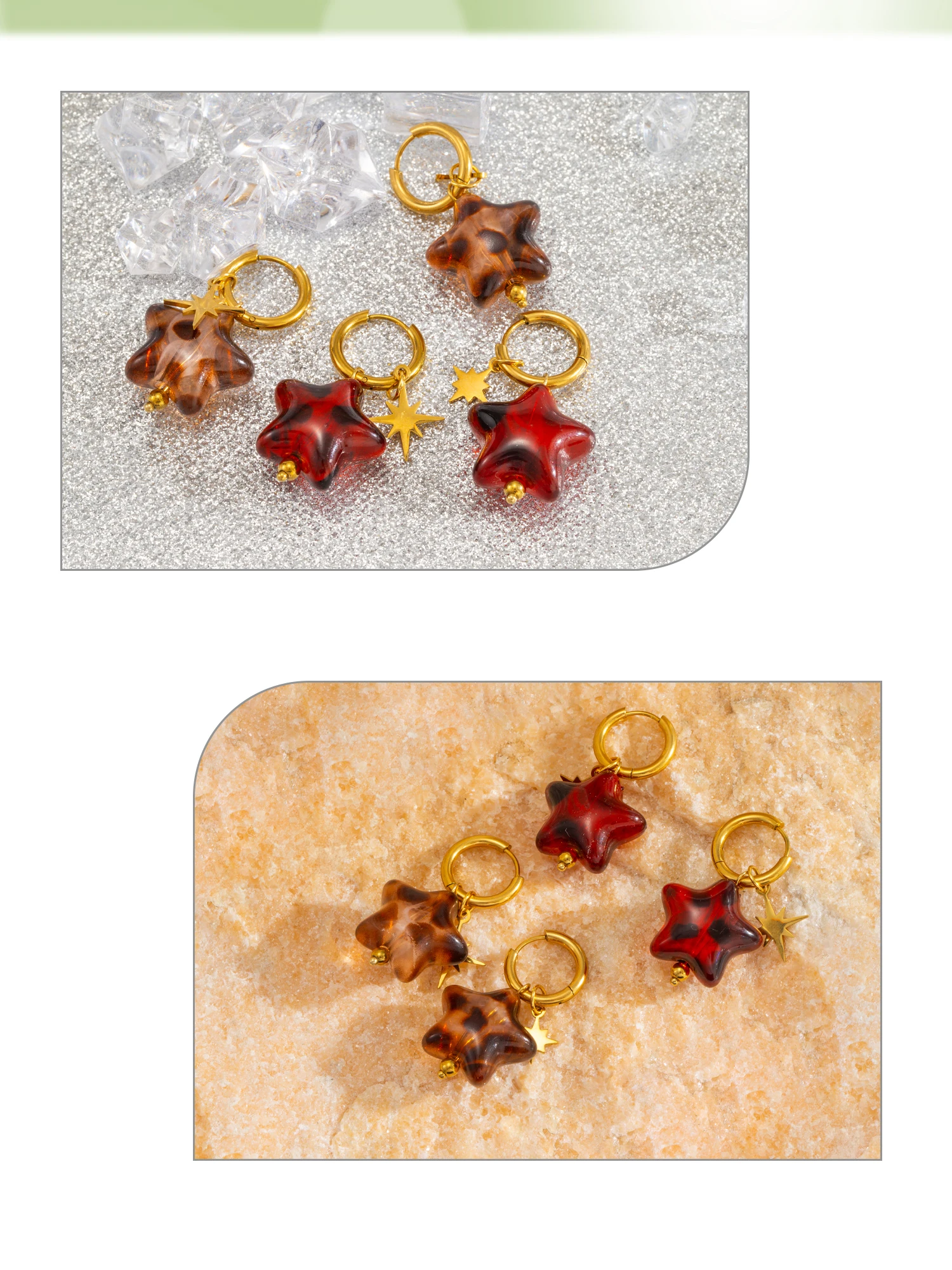 New Star Earrings for Women, Detachable Drop Dangle Pendant with 18K Gold Plated Huggie Hoops, Stainless Steel Hypoallergenic