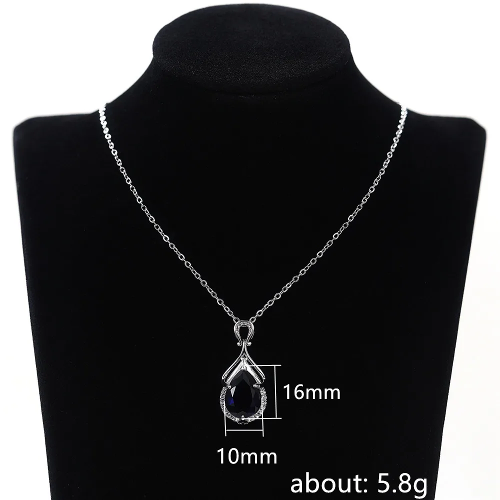 Huitan Elegant Special Women Pendant Necklace Inlaid Shining Blue CZ Trendy Party Accessories Charming Jewelry for Wedding Gift