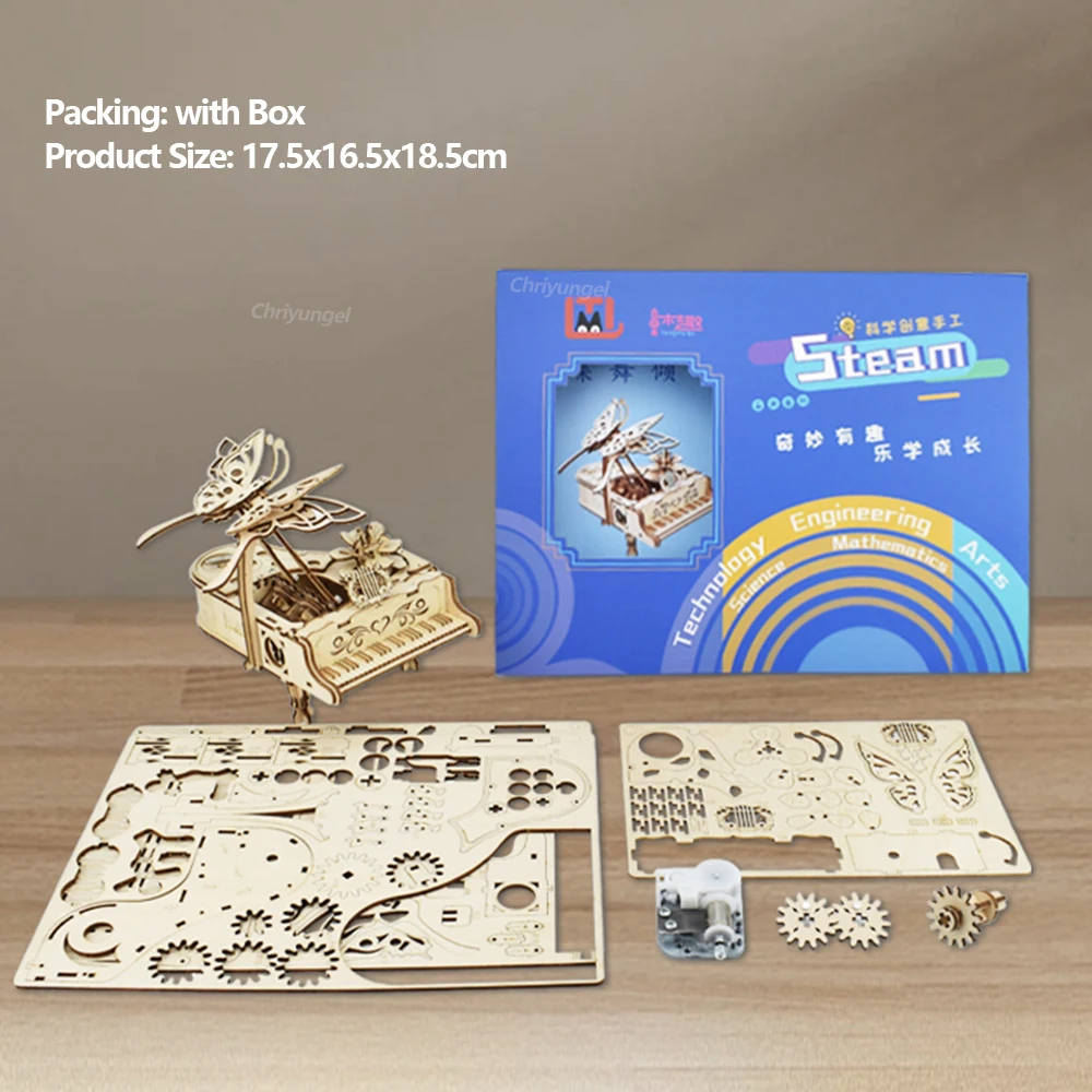 3D Wooden Puzzle Music Box Piano Model Kit DIY Assembly Musical Instrument Building Kits Home Decor Crafts Gift for Adults Kids