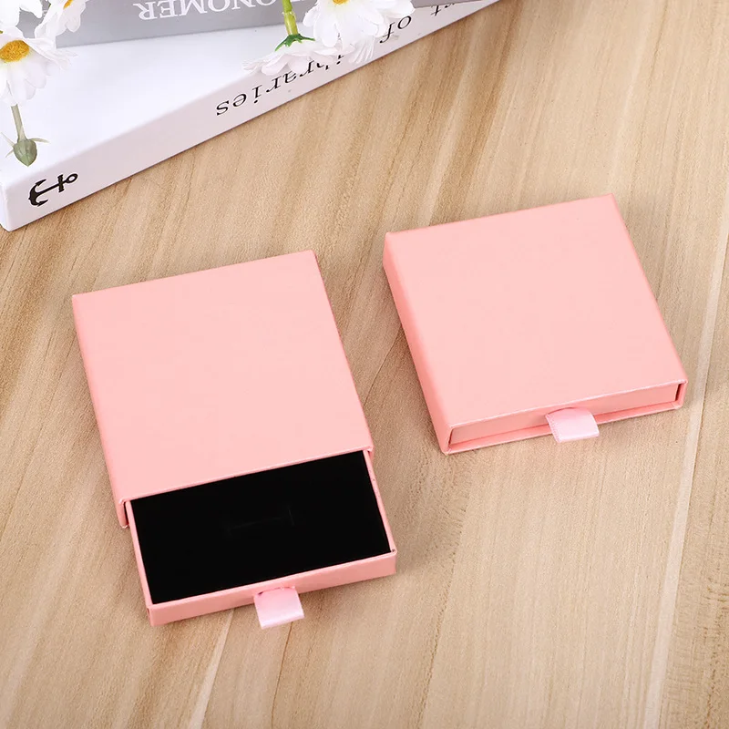 5pcs 9x9x1.7cm Kraft Paper Drawer Travel Jewelry Packaging Box Greeting Card Necklace Bracelet Earrings Gift Organizer Case Box