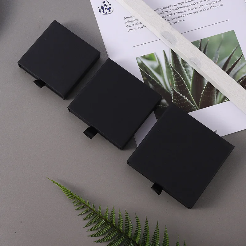 5pcs 9x9x1.7cm Kraft Paper Drawer Travel Jewelry Packaging Box Greeting Card Necklace Bracelet Earrings Gift Organizer Case Box