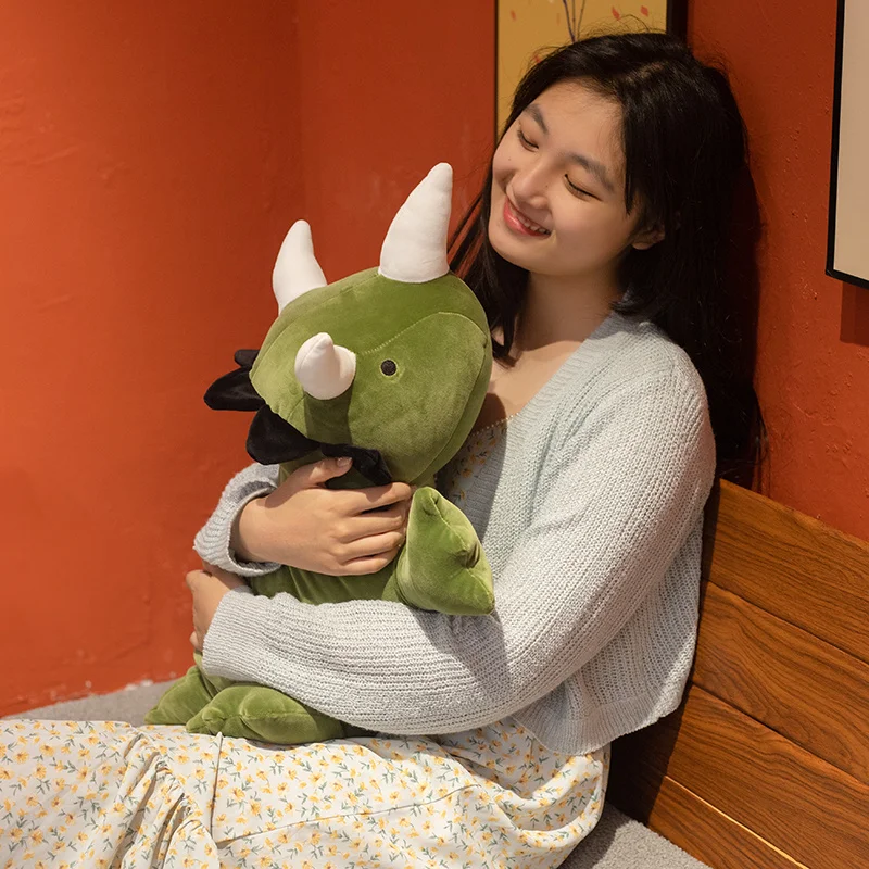 Cute Dinosaur Weighted Plush Toy Cartoon Game Character Pink Green Dinosaur Soft Stuffed Pillow For Kid Christmas Birthday Gift