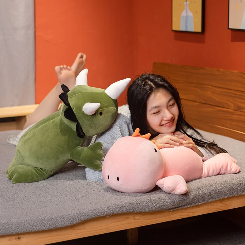 Cute Dinosaur Weighted Plush Toy Cartoon Game Character Pink Green Dinosaur Soft Stuffed Pillow For Kid Christmas Birthday Gift