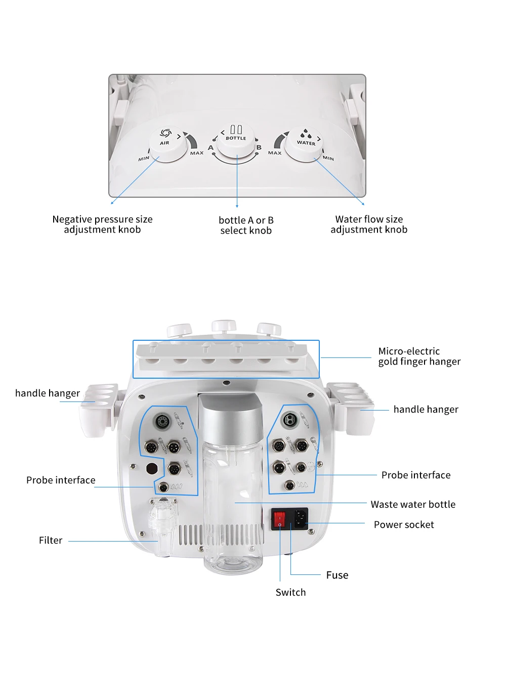 10 in 1 H2O2 Hydro Oxygen Facial Beauty Machine Water Aqua Peeling Skin Cleansing Beauty Device N8