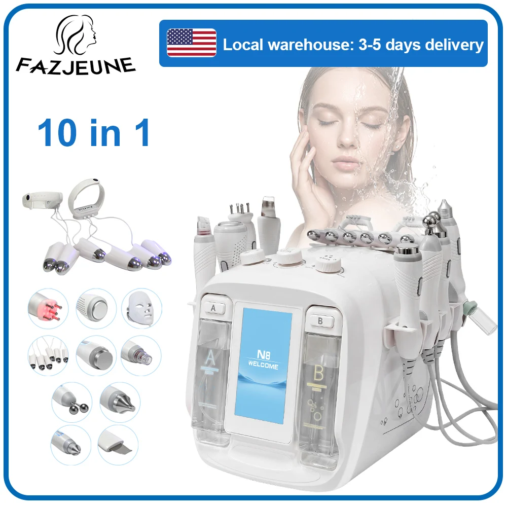 10 in 1 H2O2 Hydro Oxygen Facial Beauty Machine Water Aqua Peeling Skin Cleansing Beauty Device N8