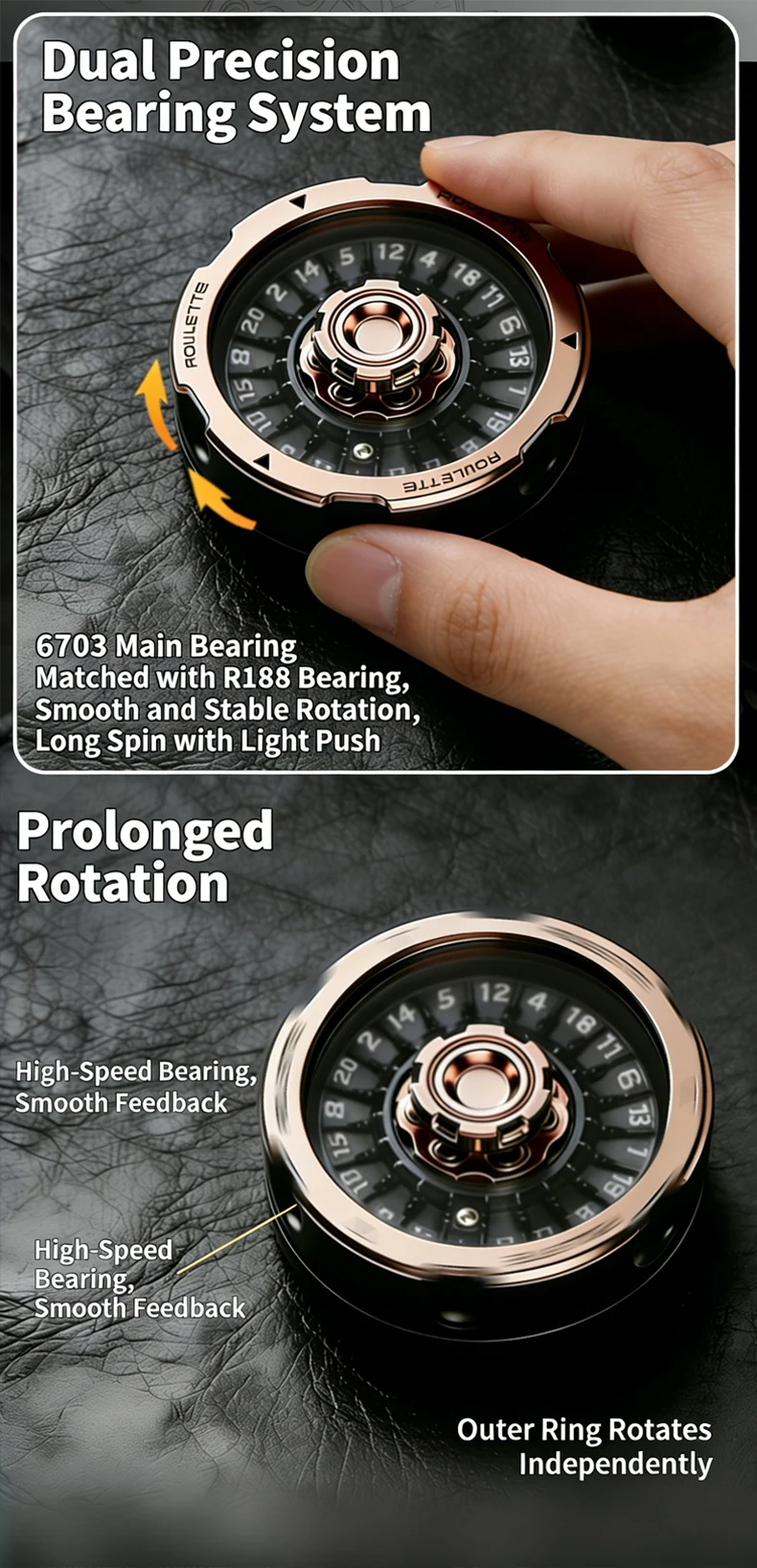 D20 Lucky Roulette Wheel Fidget Spinner Anti Stress Toy EDC Hand Toy Desk Gadget DND Table Game Decompression Spinning Dice Gift