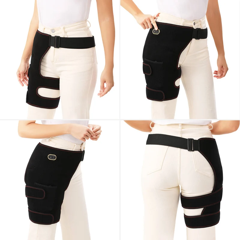 USB Heated Hip Brace Massager Carbon Fiber Heating Pad 3 Modes Pain Relief Muscle Relax Sport Recovery