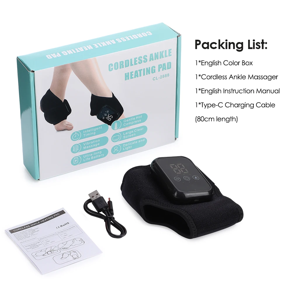 Heated Wrist & Foot Massager for Home Comfort Cordless Hand Wrist Wrap with 5 Heat & 3 Vibration Modes Ankle Massager Belt