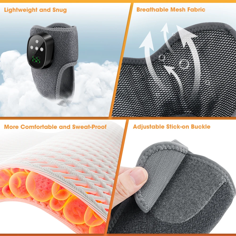 Heated Wrist & Foot Massager for Home Comfort Cordless Hand Wrist Wrap with 5 Heat & 3 Vibration Modes Ankle Massager Belt