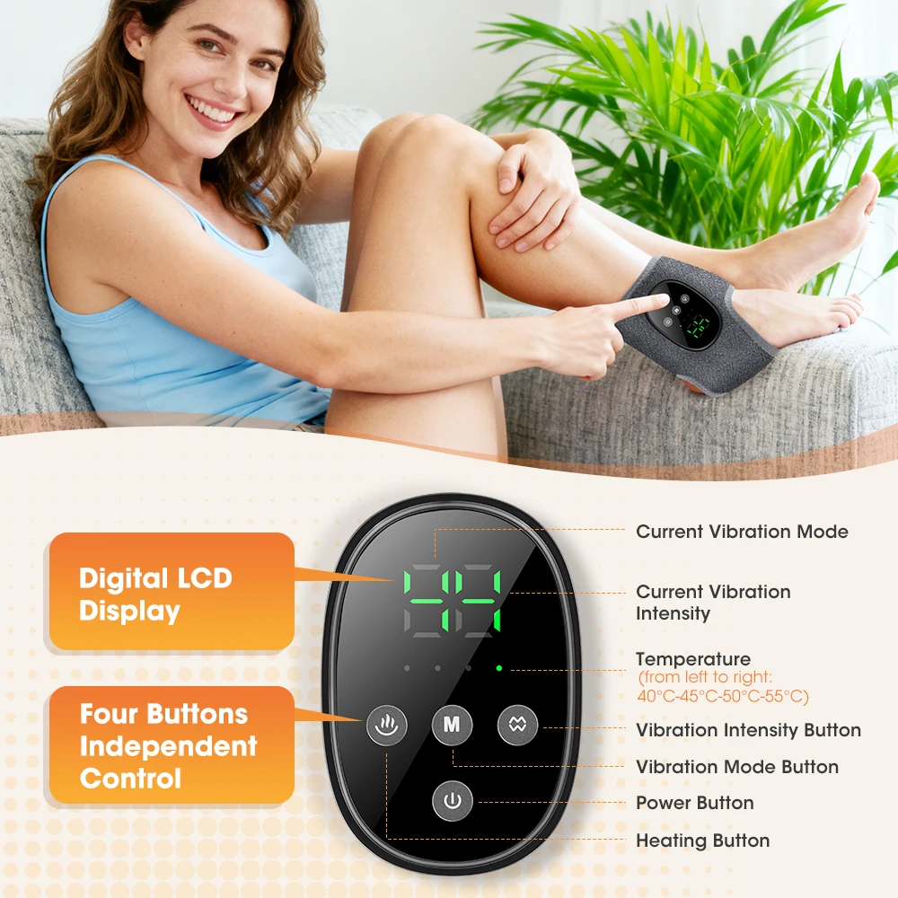 Heated Wrist & Foot Massager for Home Comfort Cordless Hand Wrist Wrap with 5 Heat & 3 Vibration Modes Ankle Massager Belt