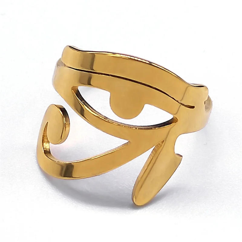 Ancient Egyptian Eye of Horus Ring for Men Women Stainless Steel Gold Color Lucky Amulet Finger Rings Hip Hop Jewelry anillos