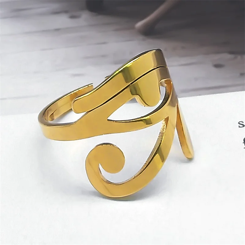 Ancient Egyptian Eye of Horus Ring for Men Women Stainless Steel Gold Color Lucky Amulet Finger Rings Hip Hop Jewelry anillos