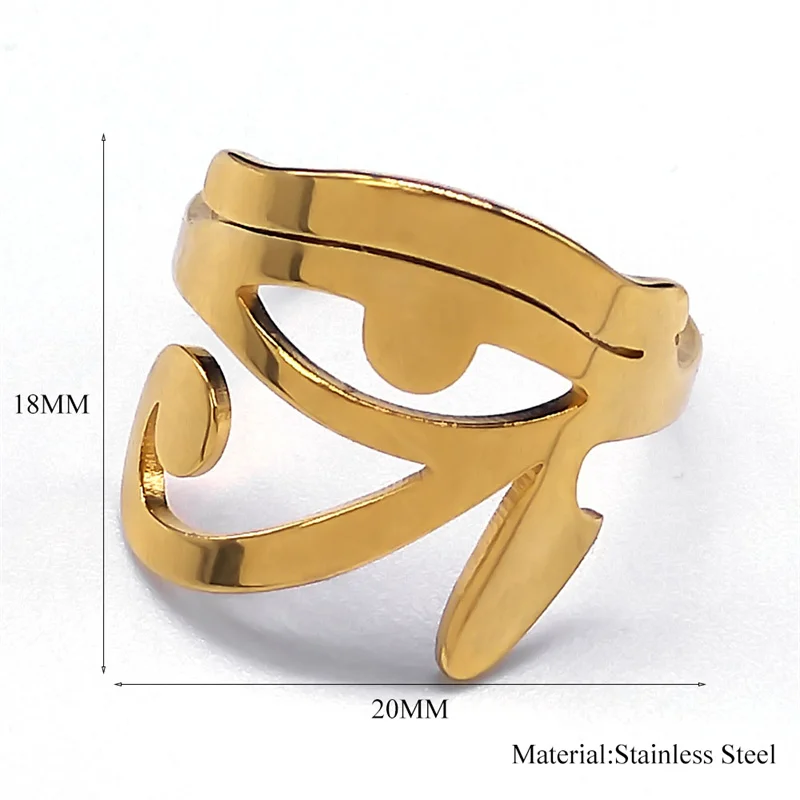 Ancient Egyptian Eye of Horus Ring for Men Women Stainless Steel Gold Color Lucky Amulet Finger Rings Hip Hop Jewelry anillos