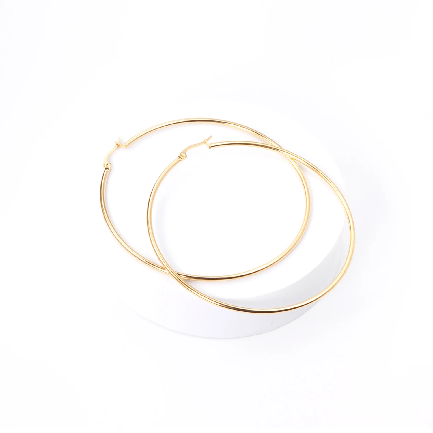LUXUKISSKIDS серьги 10/20/30/35/45/50/70MM Large Hoop Earrings For Woman/Men Stainless Steel Wholesale Small Round Clips Jewelry