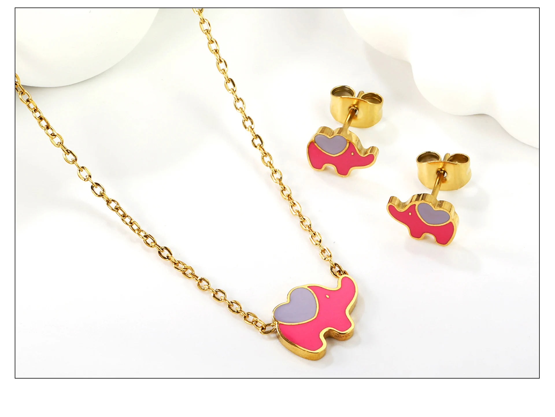 LUXUKISSKIDS Cute Girls Unicorn Sets of Necklace Pendant Earrings Stainless Steel Colorful Butterfly Jewelry Set Birthday Party