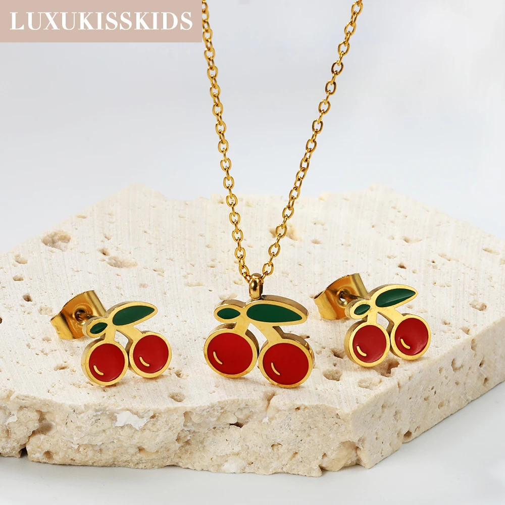 LUXUKISSKIDS Cute Girls Unicorn Sets of Necklace Pendant Earrings Stainless Steel Colorful Butterfly Jewelry Set Birthday Party