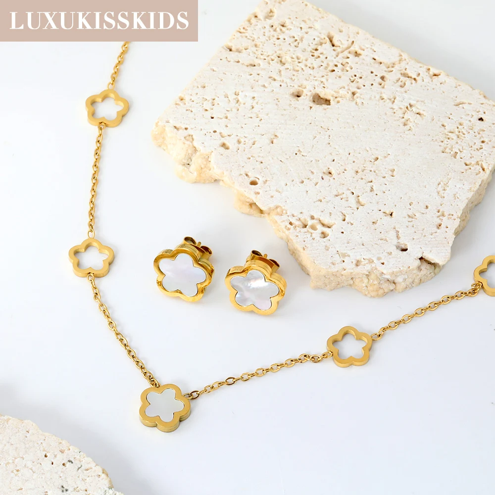 LUXUKISSKIDS Cute Girls Unicorn Sets of Necklace Pendant Earrings Stainless Steel Colorful Butterfly Jewelry Set Birthday Party