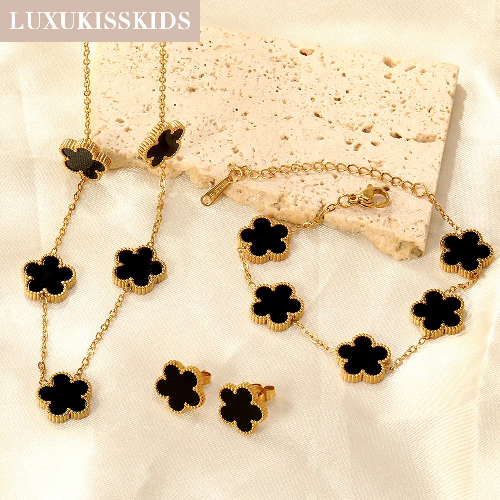 LUXUKISSKIDS Cute Girls Unicorn Sets of Necklace Pendant Earrings Stainless Steel Colorful Butterfly Jewelry Set Birthday Party