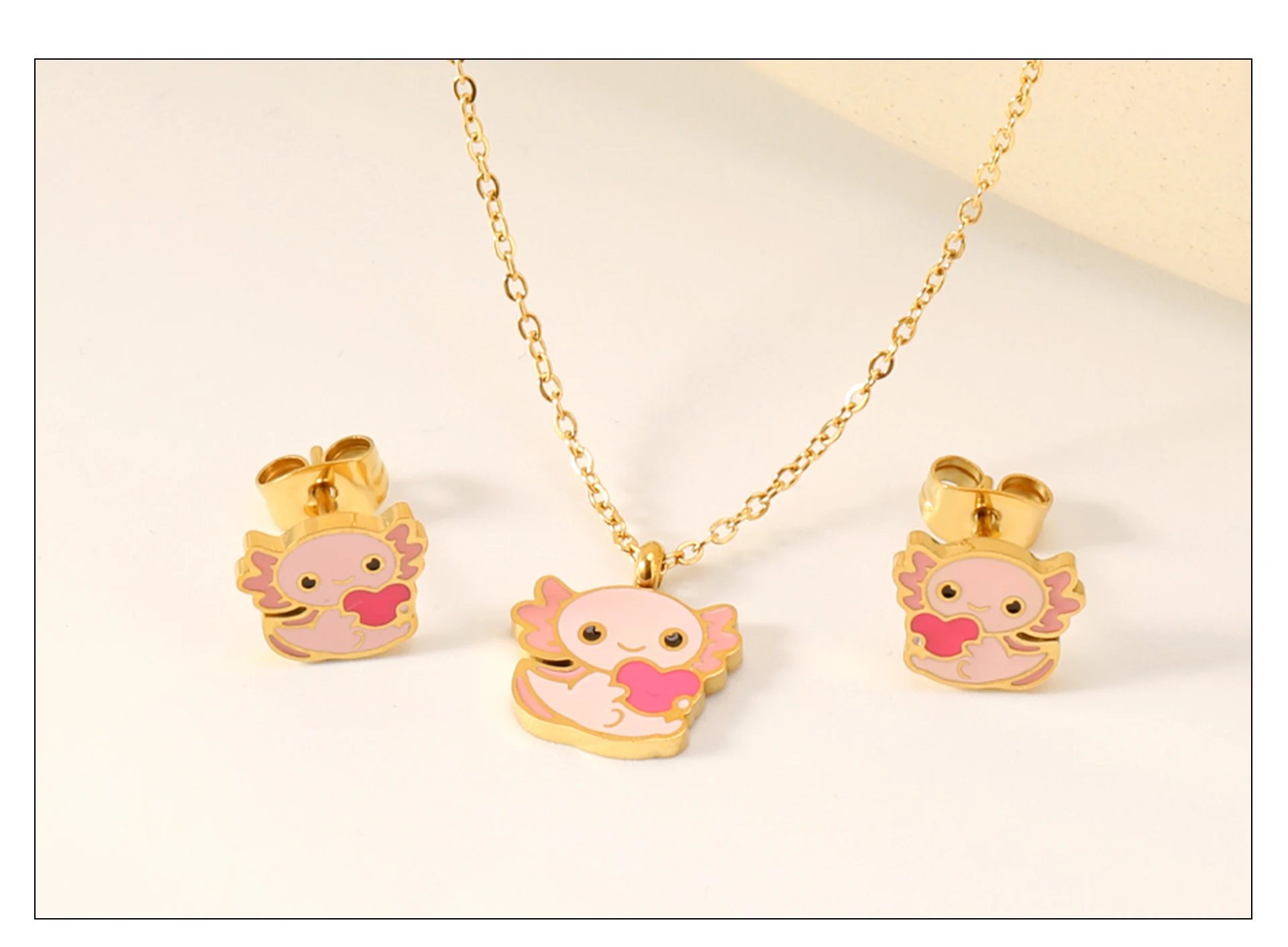 LUXUKISSKIDS Cute Girls Unicorn Sets of Necklace Pendant Earrings Stainless Steel Colorful Butterfly Jewelry Set Birthday Party
