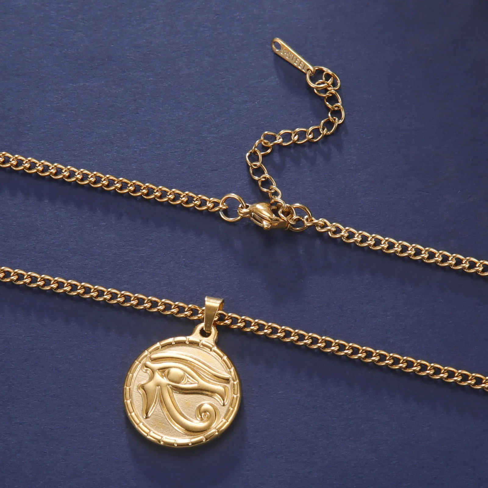 Skyrim The Eye Of Horus Ra Udjat Pendant Necklace Women Stainless Steel Gold Color Thick Chain Ancient Egypt Amulet Jewelry Gift