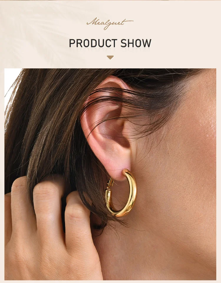 Circle Hoop Earrings for Women, Classic Stainless Steel 18k Gold Plated Minimalist Chunky Jewelry Hypoallergenic 30/40/50/60mm