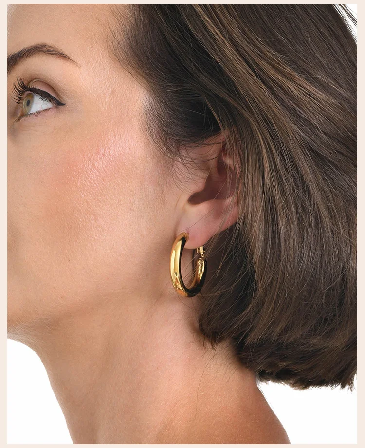 Circle Hoop Earrings for Women, Classic Stainless Steel 18k Gold Plated Minimalist Chunky Jewelry Hypoallergenic 30/40/50/60mm