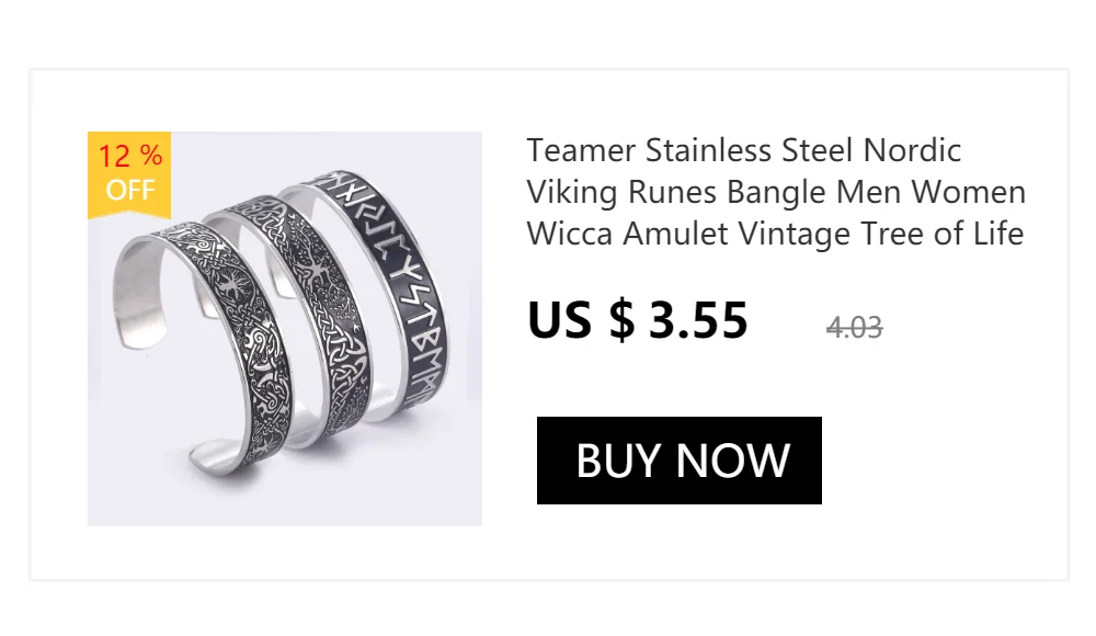 Teamer Stainless Steel Nordic Viking Runes Bangle Men Women Wicca Amulet Vintage Tree of Life Cuff Bracelet Jewelry Couple Gifts