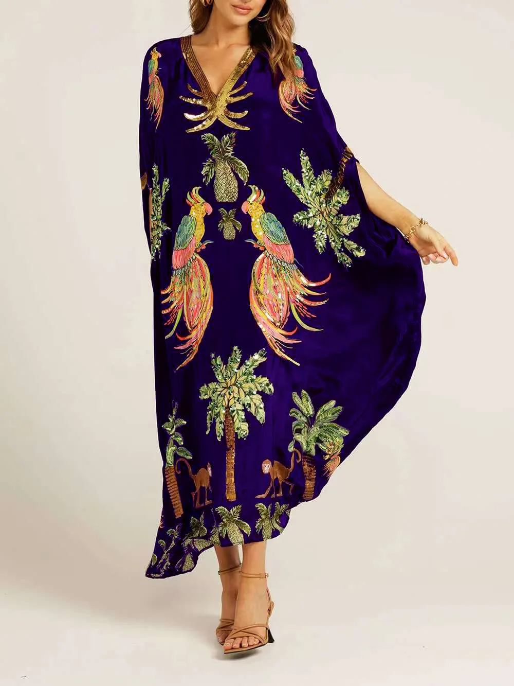 Women Bohemian Maxi Dresses 2026 Summer Loose V-neck Fashion Sexy Hipster Elegant Retro Printed Female Casual Long Robe Vestidos