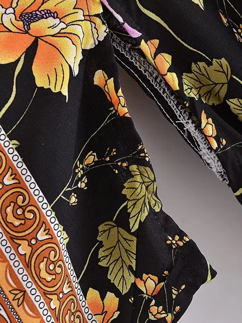 Boho Queens Vintage Women Floral Print Sashes Bohemian Kimono Ladies V Neck Batwing Sleeves Rayon Maxi Robe Cover-ups