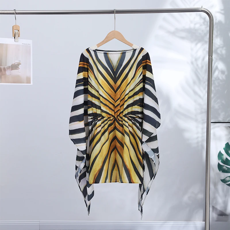 Sexy Leopard Chiffon Women's Mini Dress Urban Batwing Sleeve High Waist Female Dresses 2026 Spring Summer Lady Beach Robe New