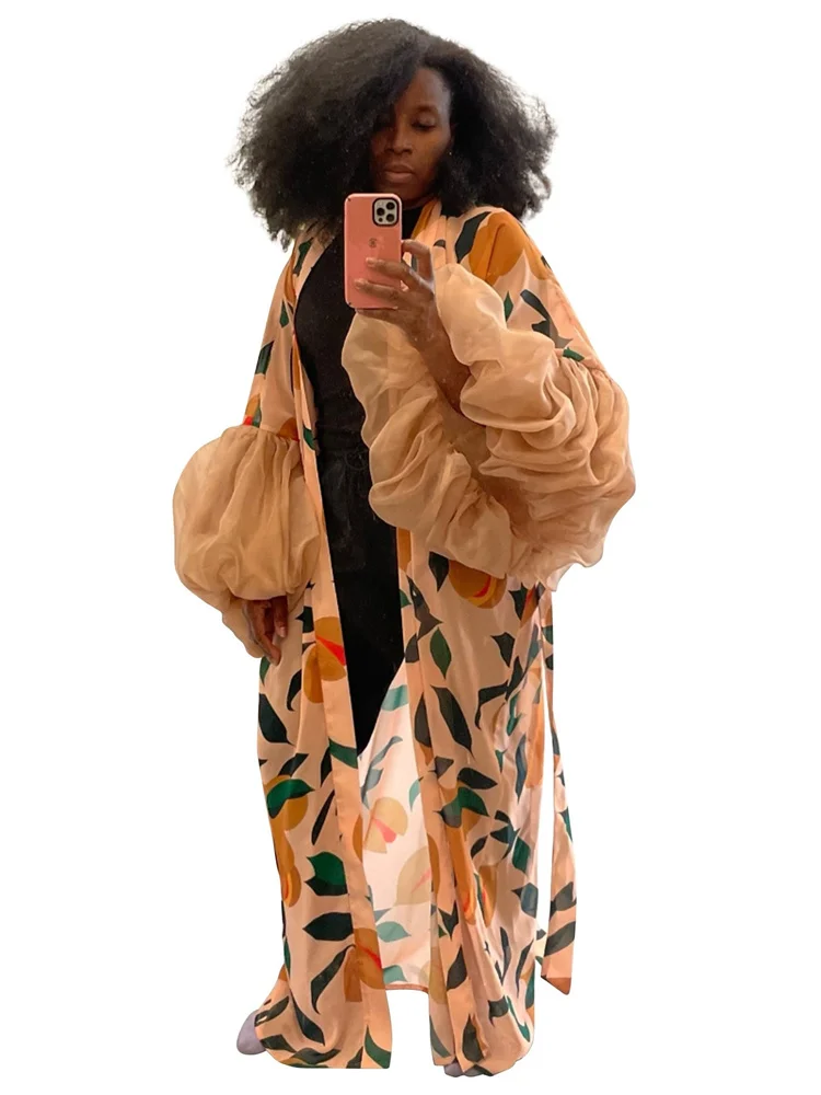 Wmstar Ponchos Women Wholesale Women's Clothing Cardigan Beach Vacation Sun Protection Shirt Printed Smock Coat Summer Fall