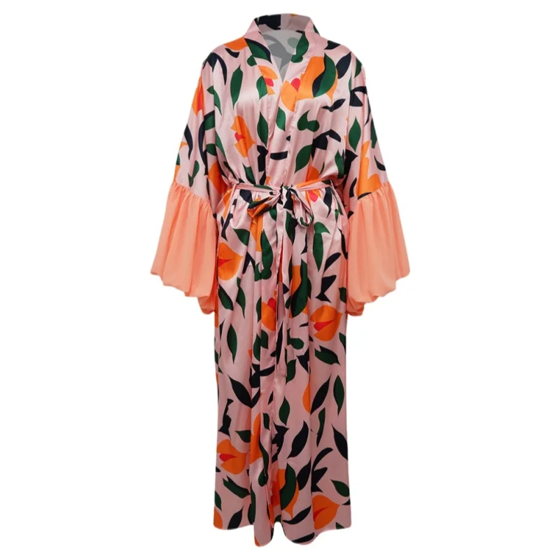 Wmstar Ponchos Women Wholesale Women's Clothing Cardigan Beach Vacation Sun Protection Shirt Printed Smock Coat Summer Fall