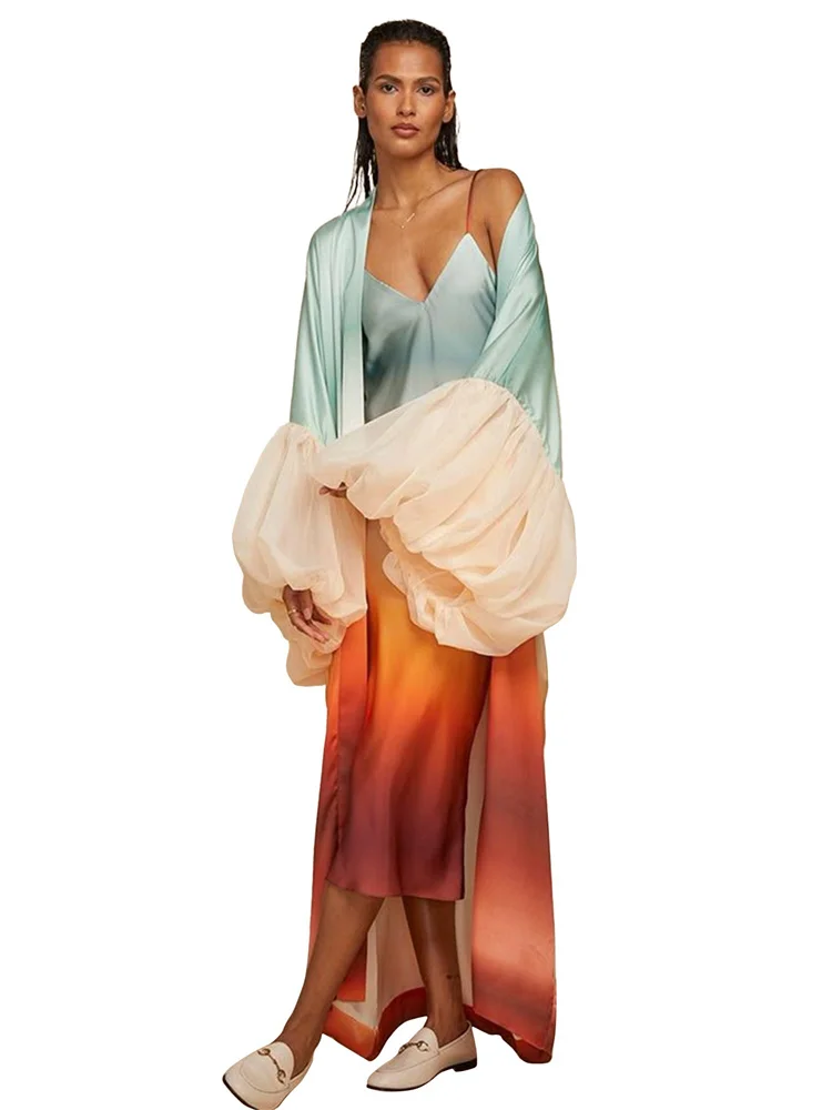 Wmstar Ponchos Women Wholesale Women's Clothing Cardigan Beach Vacation Sun Protection Shirt Printed Smock Coat Summer Fall