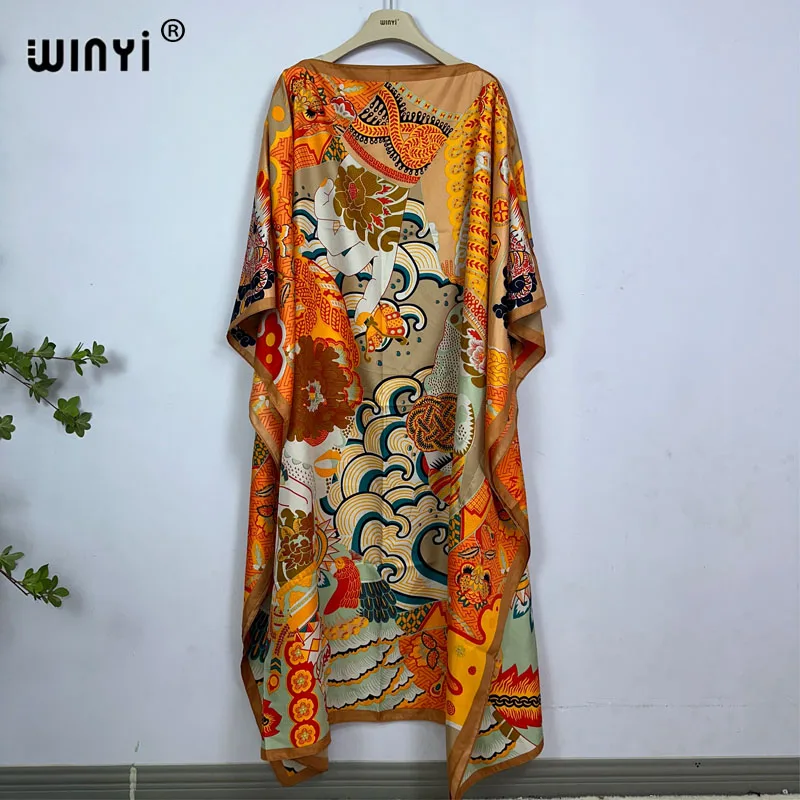 WINYI Dress Fashion Turkey Dresses Bohemia Print Dashiki Women Muslim Long Kaftan Summer Color African Dresses for Woman Vestido