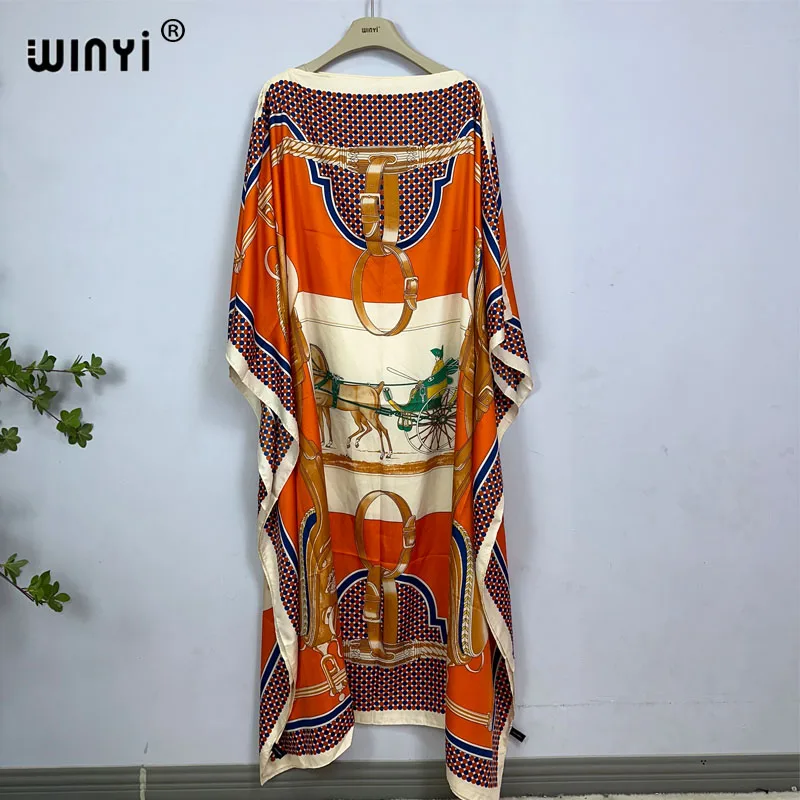 WINYI Dress Fashion Turkey Dresses Bohemia Print Dashiki Women Muslim Long Kaftan Summer Color African Dresses for Woman Vestido