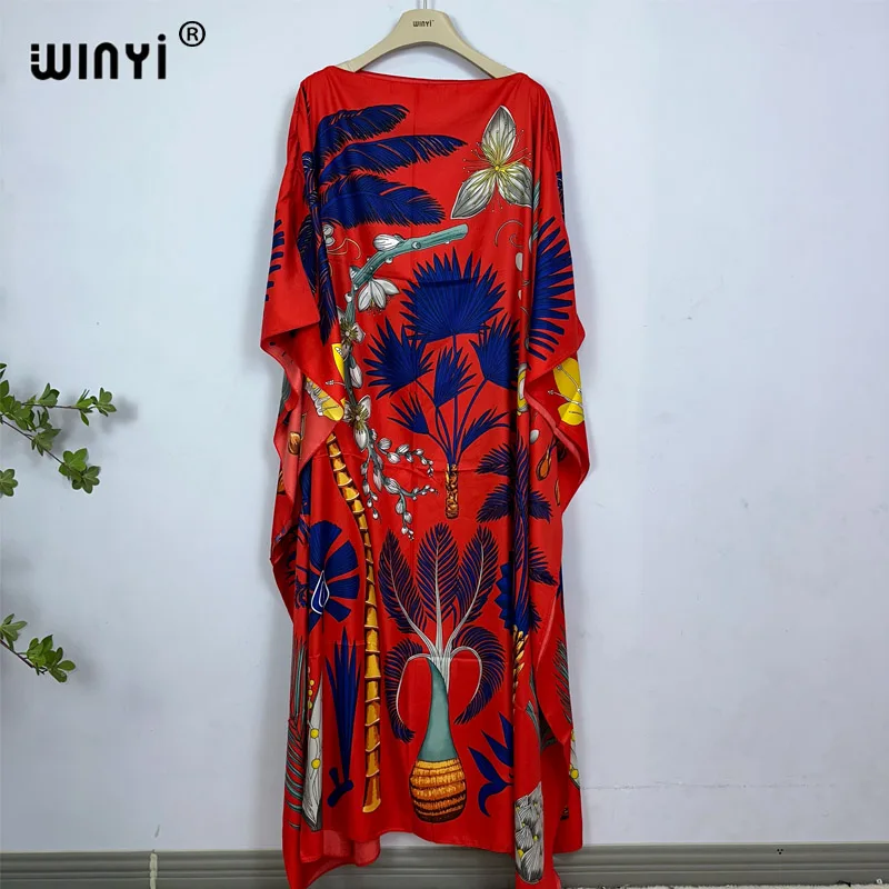 WINYI Dress Fashion Turkey Dresses Bohemia Print Dashiki Women Muslim Long Kaftan Summer Color African Dresses for Woman Vestido