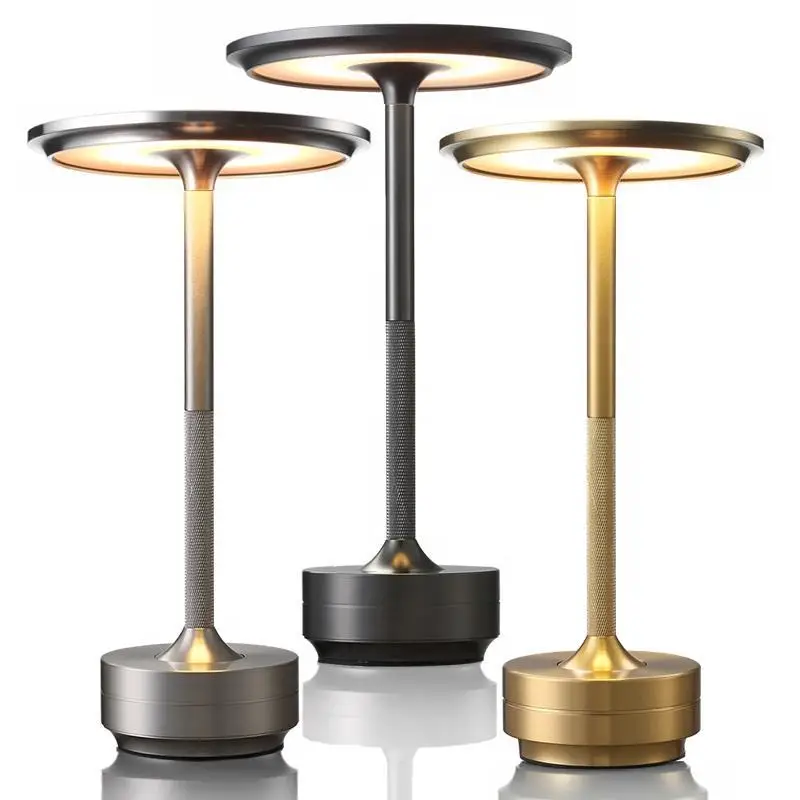 Aluminum Alloy Simple Decorative Lamp LED Night Light Infinitely Dimmable Atmosphere Retro Portable Rechargeable Touch Desk Lamp