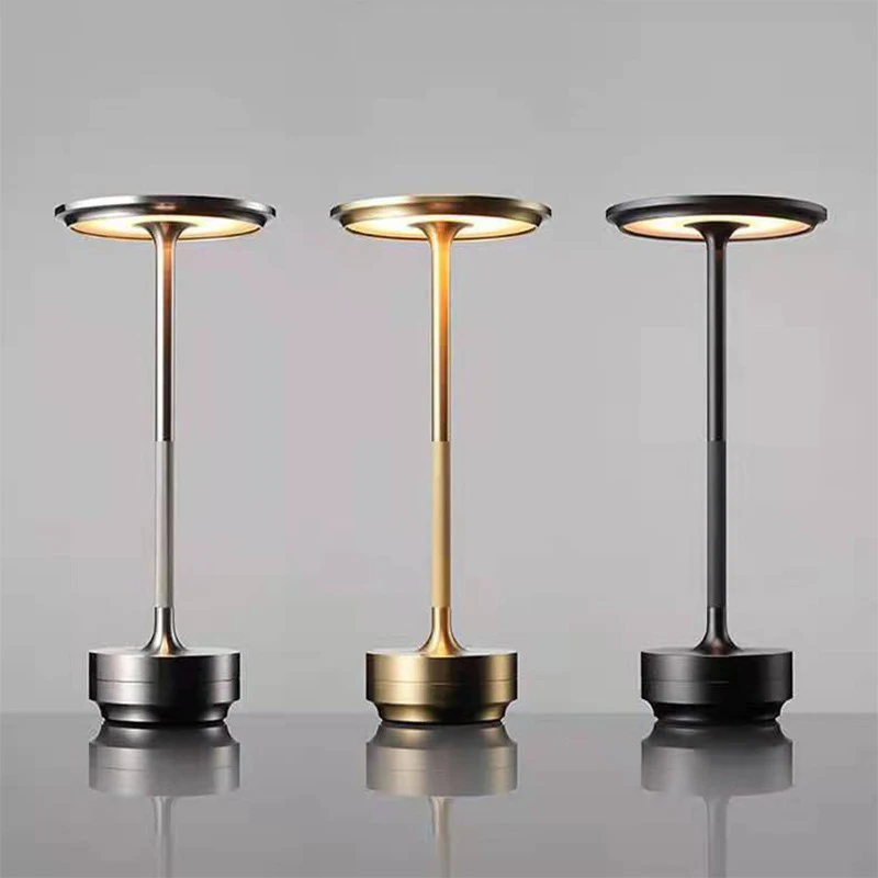 Aluminum Alloy Simple Decorative Lamp LED Night Light Infinitely Dimmable Atmosphere Retro Portable Rechargeable Touch Desk Lamp