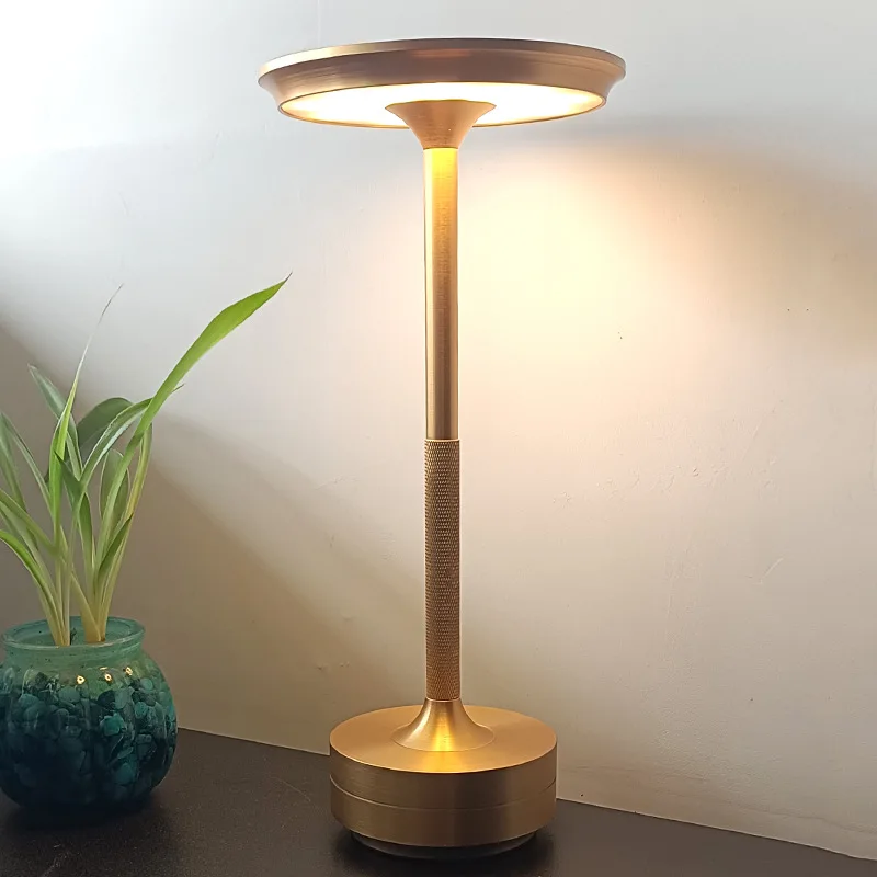 Aluminum Alloy Simple Decorative Lamp LED Night Light Infinitely Dimmable Atmosphere Retro Portable Rechargeable Touch Desk Lamp