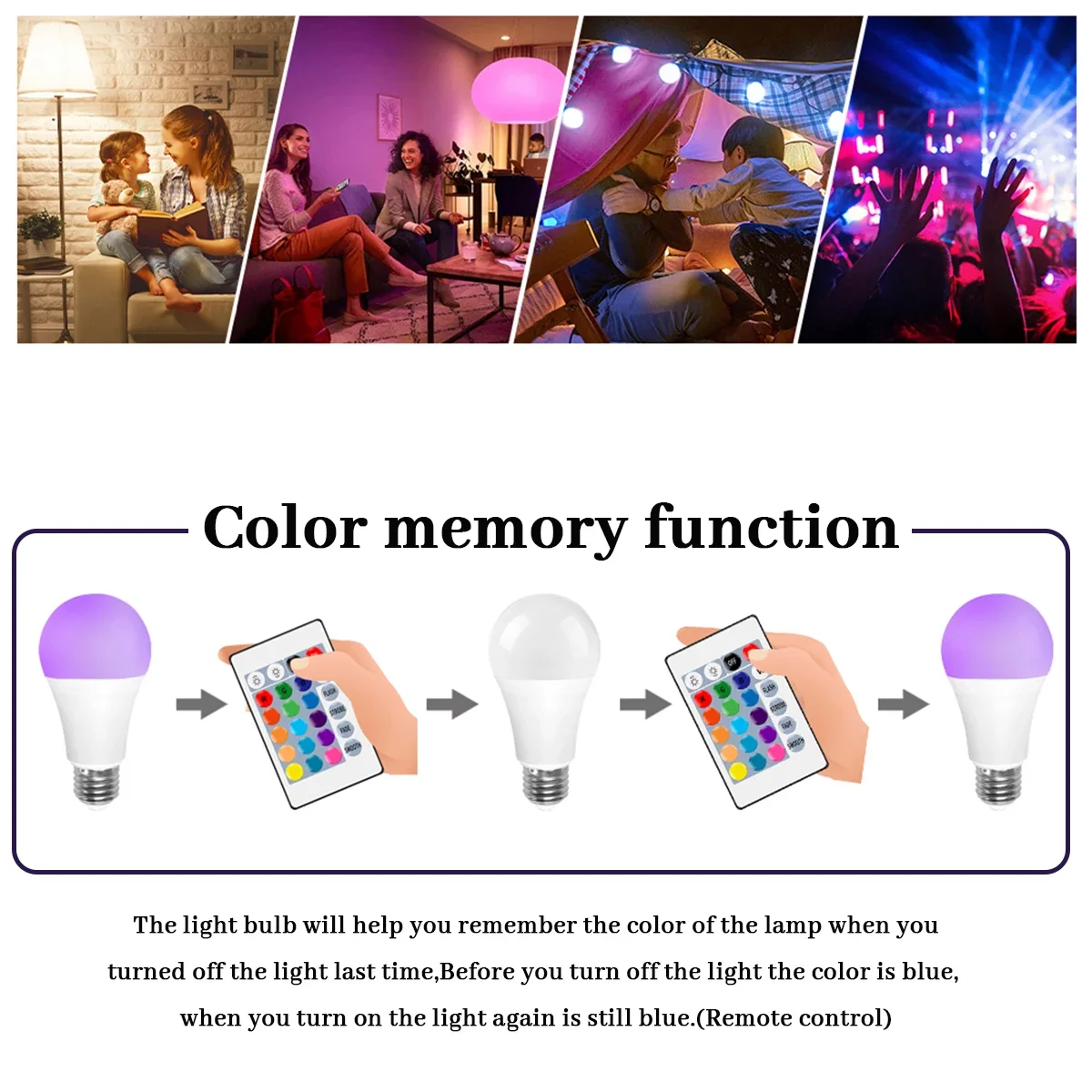 2PCS E14/E27/B22 T37 RGB Bulb LED Multicolor Light Dimmable 16 Colors Remote Control Smart Lighting - Brighten Your Every Moment