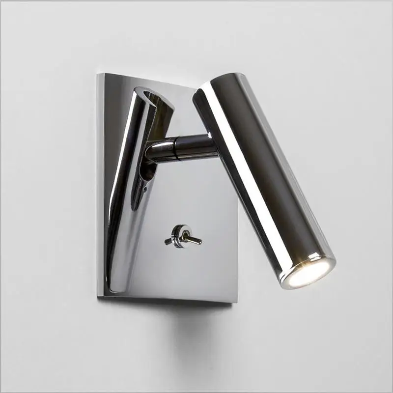 Embedded Square Wall Light Hotel Bedroom Bedside Reading LED Spotlight with Switch Adjustable Headboard Sconce Night Lamp 3W