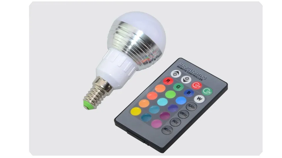 LED RGB Bulb Lamp E27 E14 AC85-265V 5W LED RGB Spotlight Dimmable Magic Holiday RGB Lighting+IR Remote Control 16 Colors