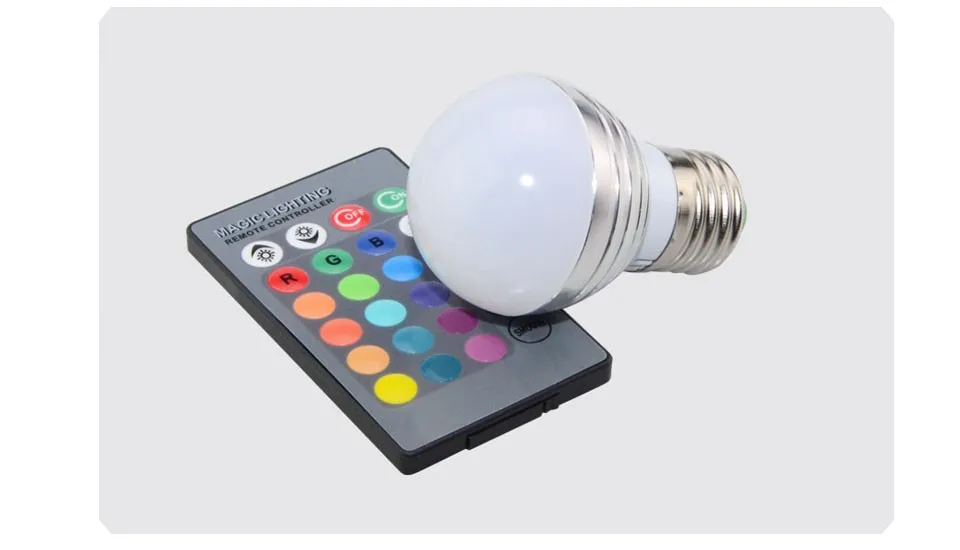 LED RGB Bulb Lamp E27 E14 AC85-265V 5W LED RGB Spotlight Dimmable Magic Holiday RGB Lighting+IR Remote Control 16 Colors