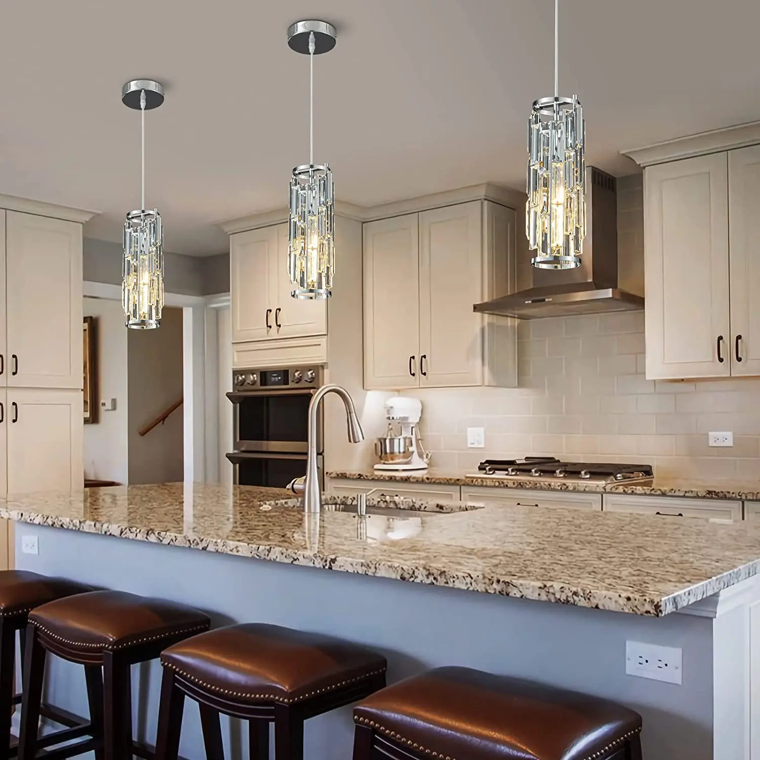Modern Crystal Pendant Light Appliance Crystal Hanging Lamp for Dining Bar Bedside Crystal Suspension Home decor Fixtures