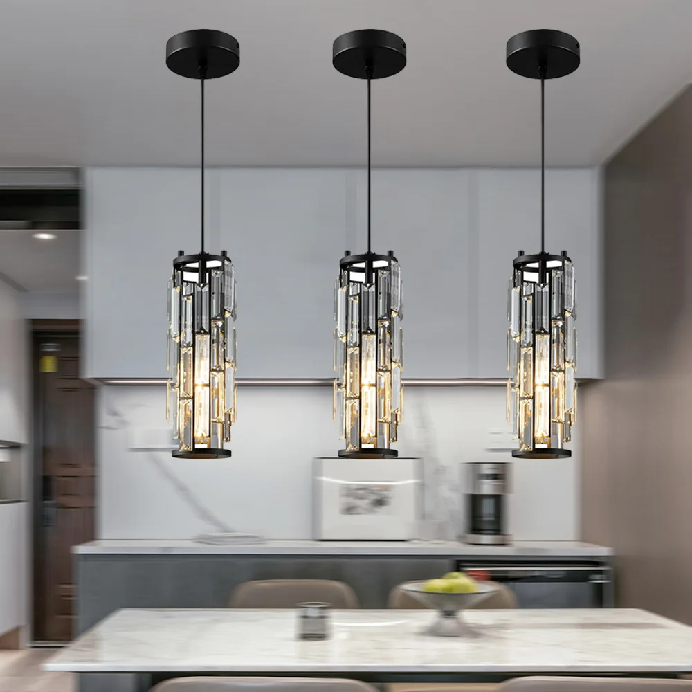 Modern Crystal Pendant Light Appliance Crystal Hanging Lamp for Dining Bar Bedside Crystal Suspension Home decor Fixtures