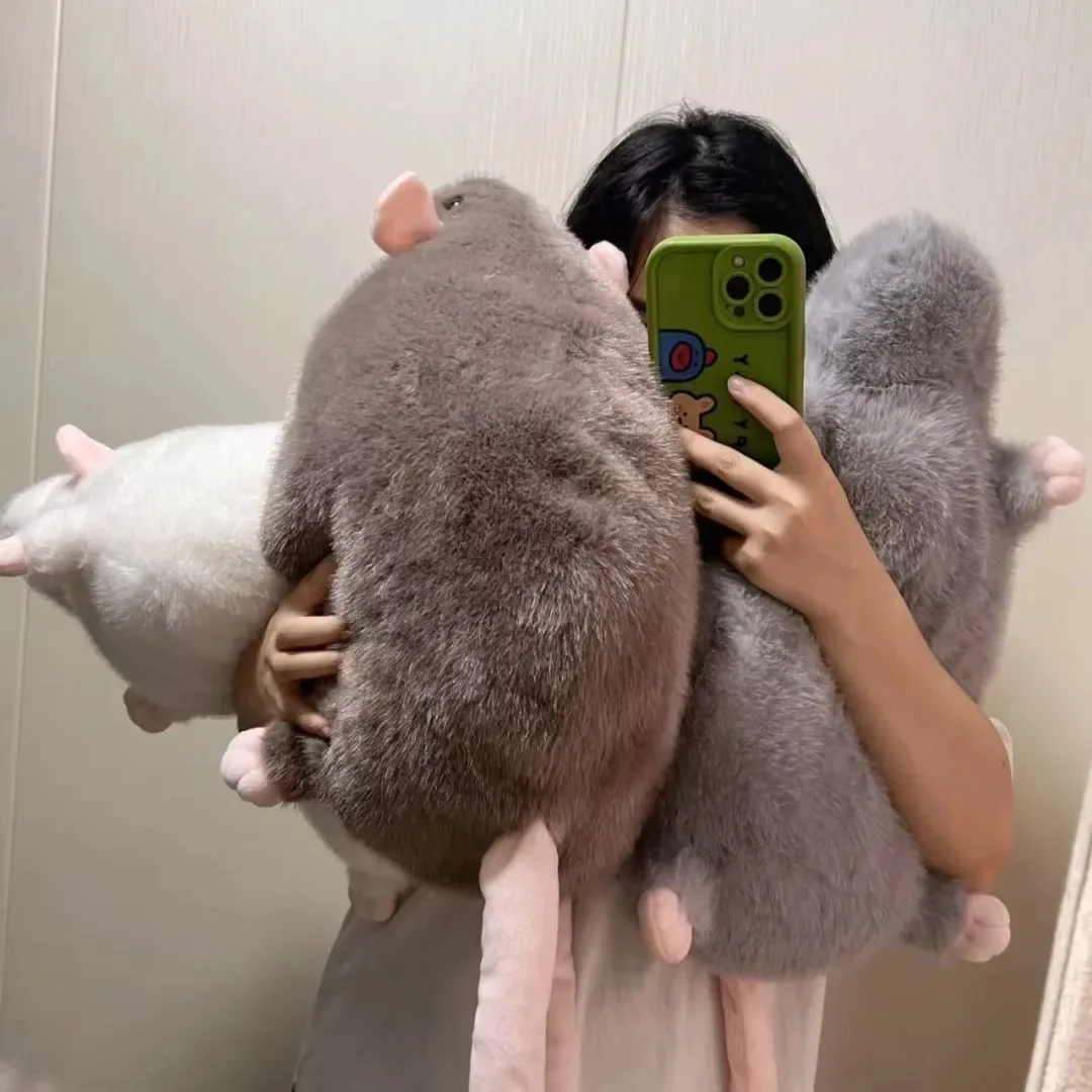 Cute 40/55/90cm Mouse Doll Cartoon Oversized Flower Branch Rat Doll Soft Plush Animal Figure Kids Gift Birthday Pet Cat Toy