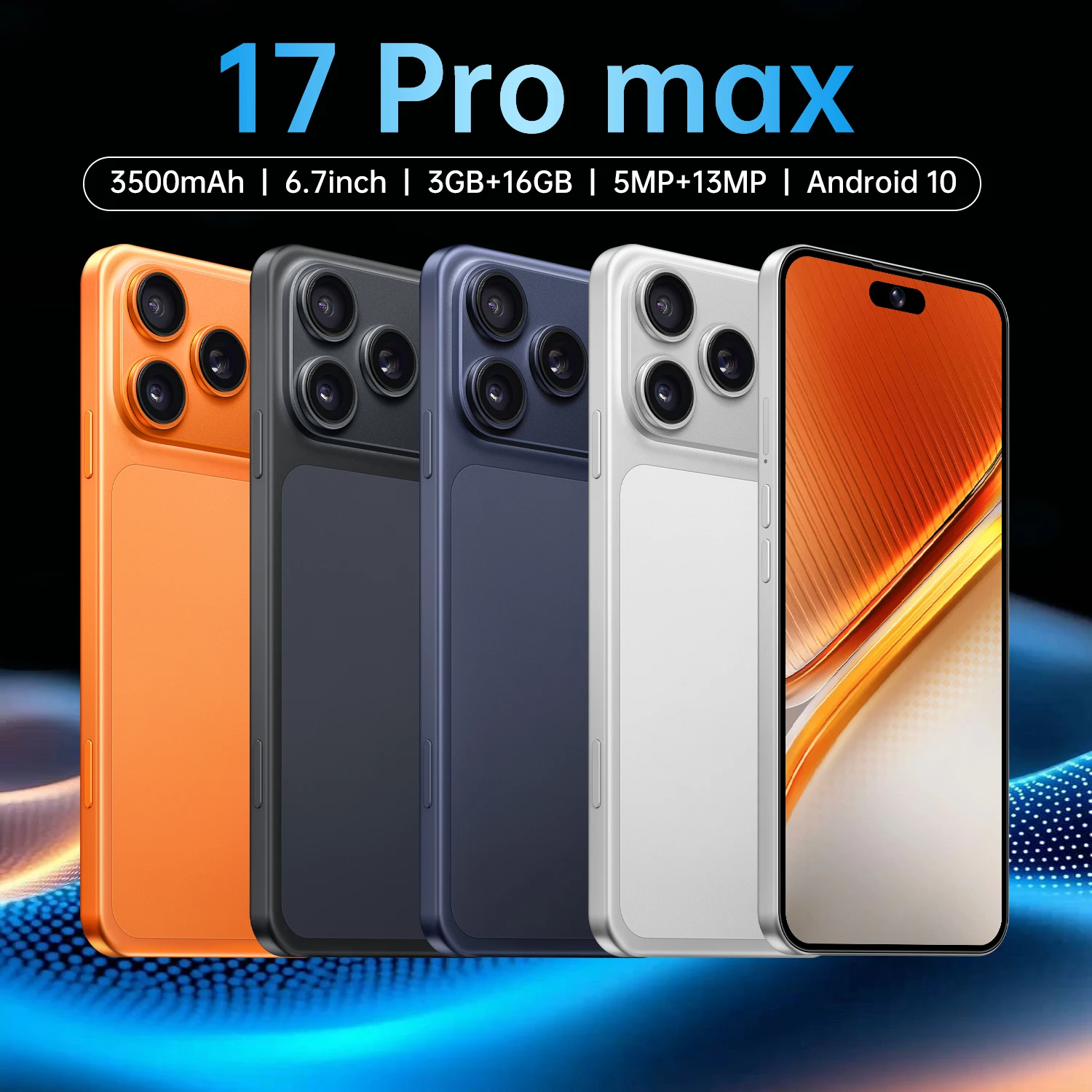 IVMI 17Pro Max Smartphones Android 10.0 Dual SIM 6.7"Display 3GB RAM 16GB ROM WIFI Bluetooth Play Store 4G Small Mobile Phone