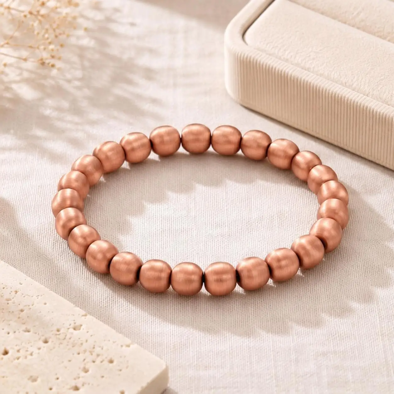 ARADOO Pure Copper Beaded Bracelet for Women Men Jewelry Gifts